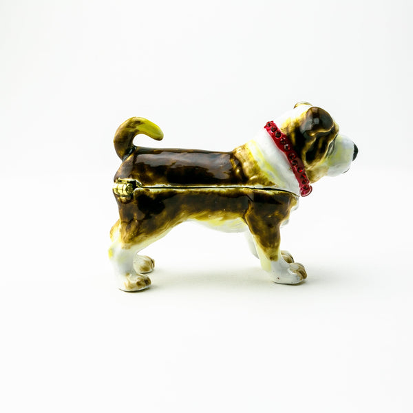 Left profile of soft French Bulldog stuffed toy standing upright