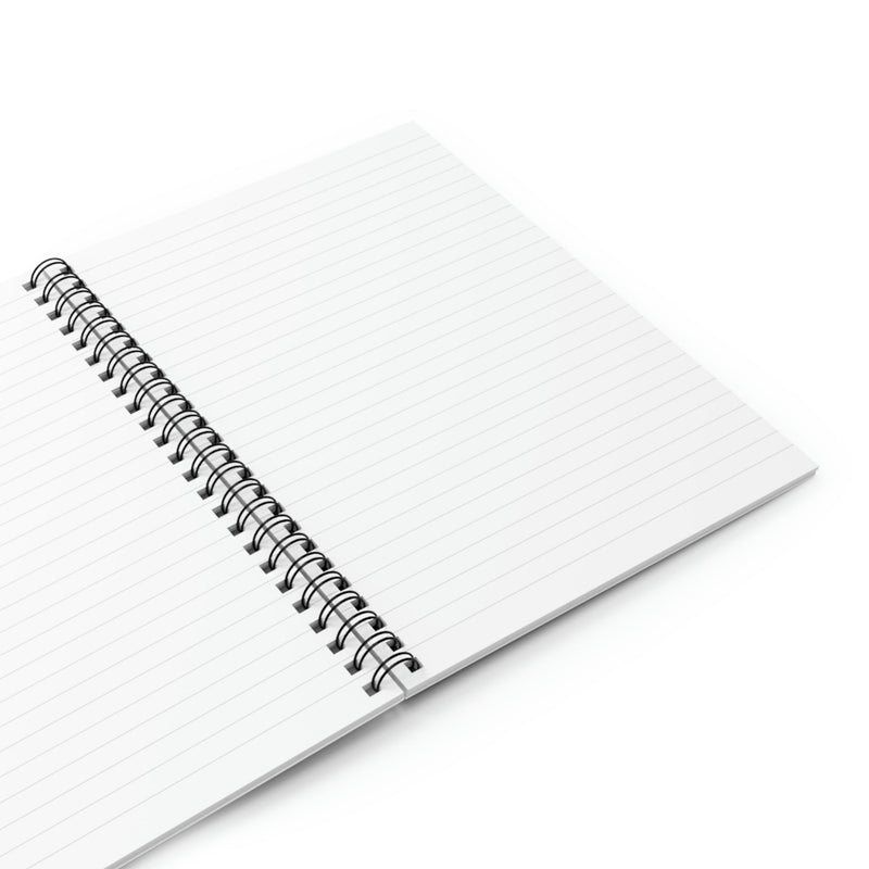 Interior view of the lined pages in the spiral-bound dog pattern notebook