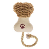 Plush dog toy with bone shape and textured brushing surface