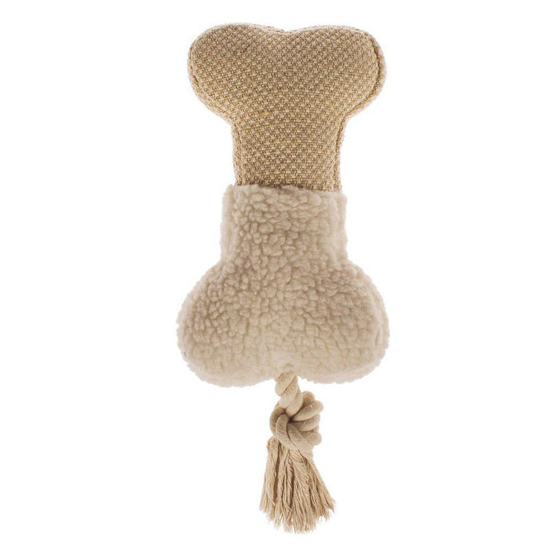 Mini bone-shaped plush toy for dogs with tassels for chewing fun