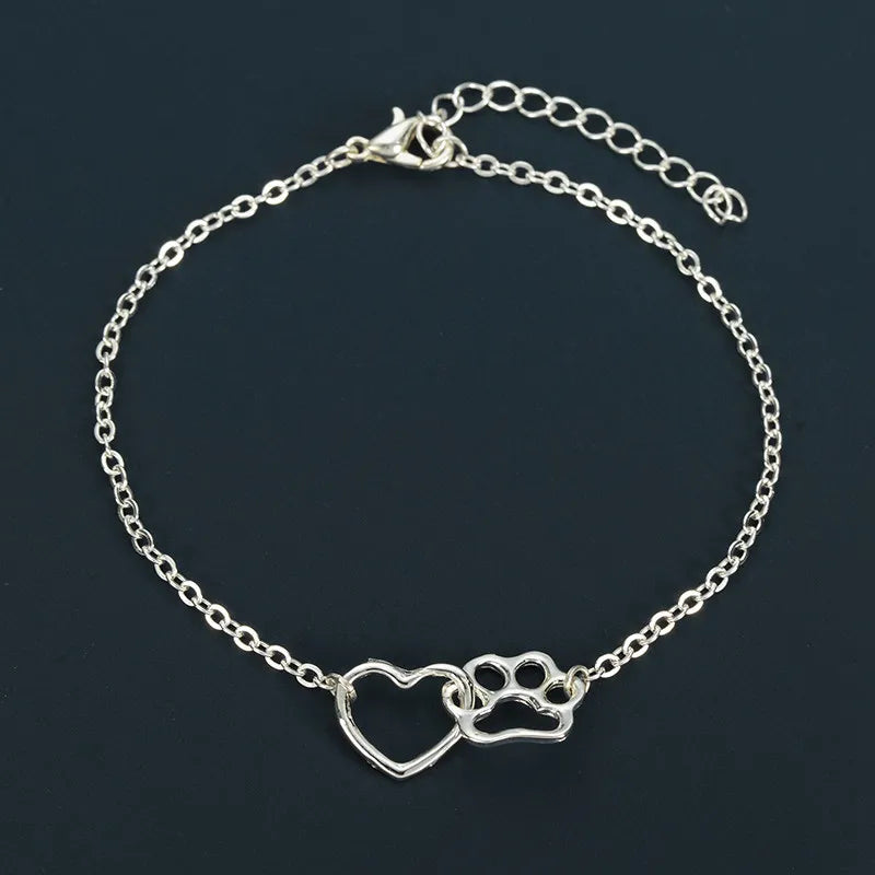 Adjustable Paw Charm Bracelet - Zinc Alloy Pet Lover Gift, Lobster Clasp