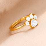 Paw Print Zircon Ring – Sterling Silver Pet Lover Jewelry, Size 7