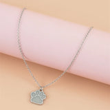 Glow-in-the-Dark Paw Necklace – Zinc Alloy Pet Lover Gift, 45cm
