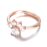 Paw Print Zircon Ring – Sterling Silver Pet Lover Jewelry, Size 7