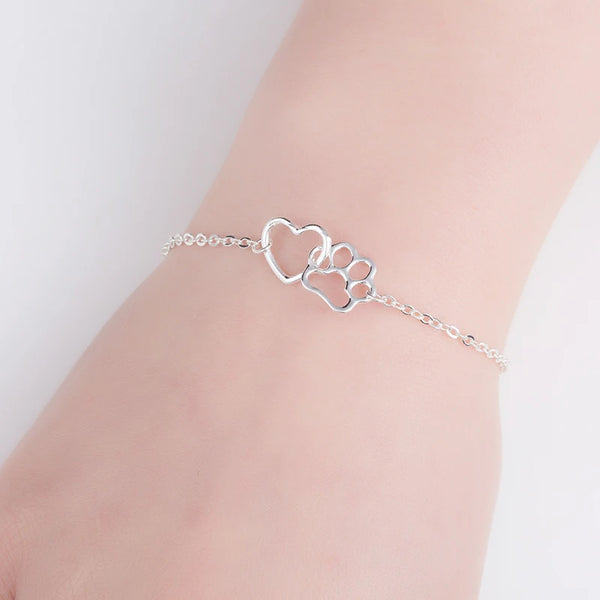 Heart Paw Charm Bracelet