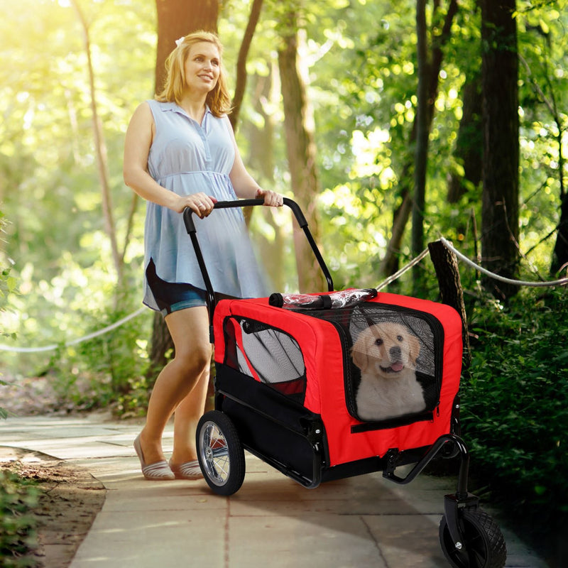 2-in-1 pet bike trailer and stroller