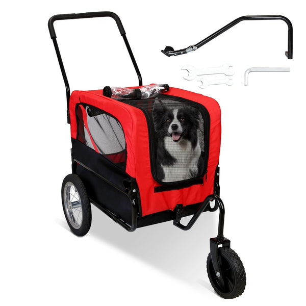 2-in-1 pet bike trailer and stroller