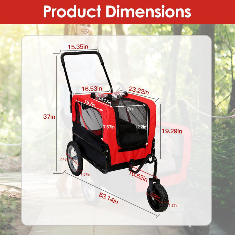 2-in-1 pet bike trailer and stroller