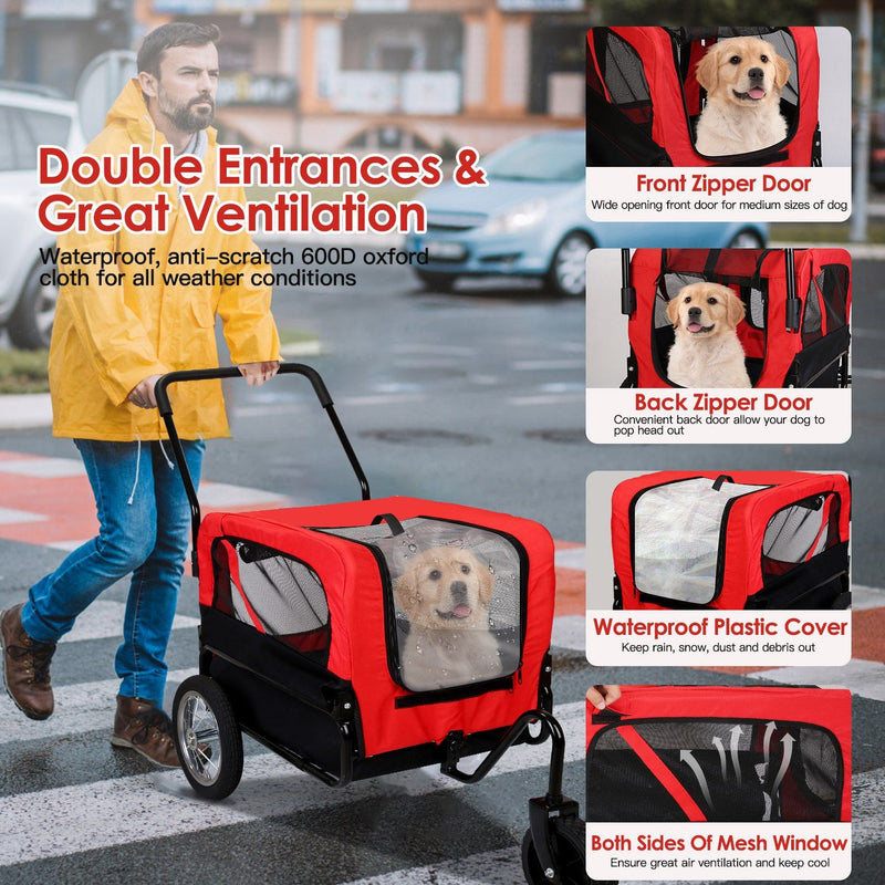 2-in-1 pet bike trailer and stroller