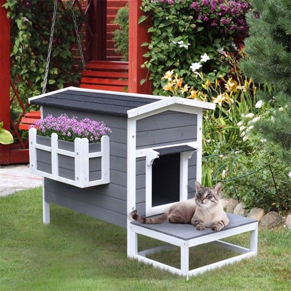 wooden cat house