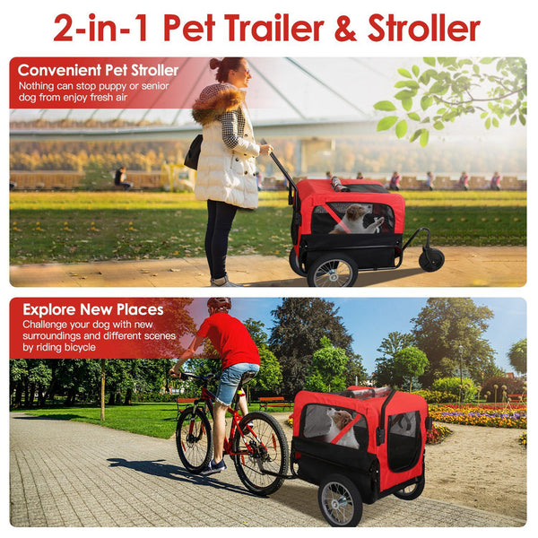 2-in-1 pet bike trailer and stroller
